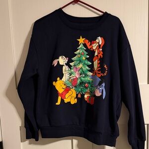 Disney Navy Sweatshirt with Christmas Winnie the Pooh Characters